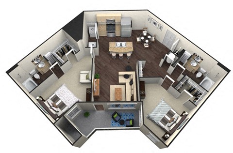 2Bed 2Bath B 2 Unit Floorplan at Aventura at Forest Park, St. Louis, MO