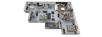 a 3d floor plan of a house with a bedroom and a living room