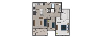 Carver - 1 Bedroom 1 Bath 872 Sq. Ft. Floor Plan at The Edison at Blue Springs, Blue Springs