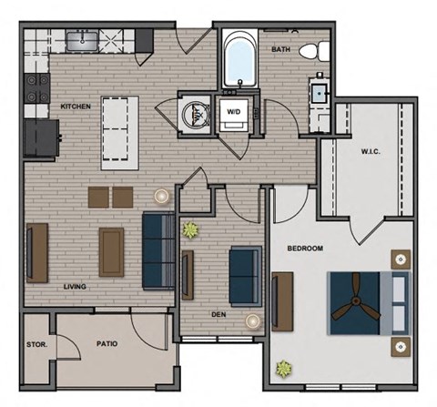 Carver - 1 Bedroom 1 Bath 872 Sq. Ft. Floor Plan at The Edison at Blue Springs, Blue Springs