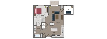 a floor plan of a residence with a bedroom and a living room at The Edison at Maple Grove, Maple Grove
