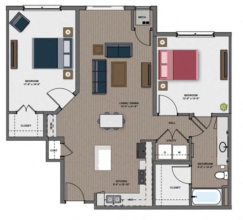 a floor plan of a house with a bedroom and a living room