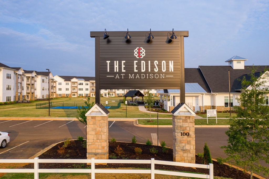 the entrance to the edison at madison apartments  at The Edison at Madison, Madison