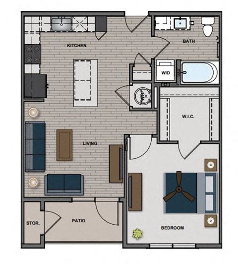 Ford - 1 Bedroom 1 Bath 732 Sq. Ft. Floor Plan at The Edison at Blue Springs, Blue Springs, 64014