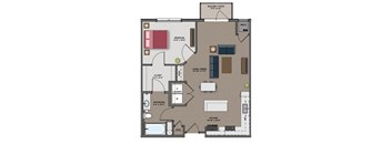 a floor plan of a bedroom apartment with a bathroom and a living room at The Edison at Maple Grove, Minnesota