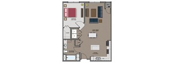 a floor plan of a residence with a bedroom and a living room at The Edison at Maple Grove, Maple Grove, 55129