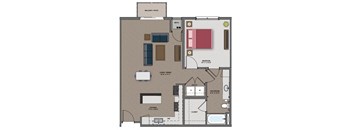 a floor plan of a house with a bedroom and a living room at The Edison at Maple Grove, Minnesota