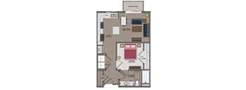 a floor plan of a small apartment with a bedroom and a living room at The Edison at Maple Grove, Maple Grove Minnesota