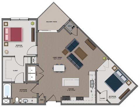 a floor plan of a house with bedrooms and a living room at The Edison at Maple Grove, Maple Grove, MN 55129