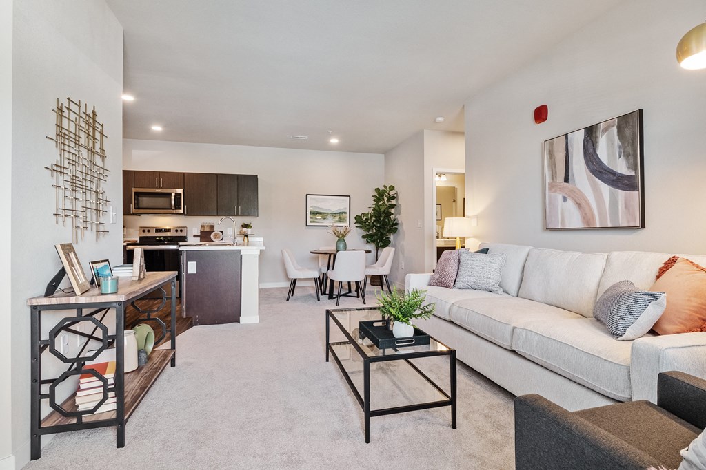 living room and dining room at  Aventura at Wentzville