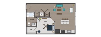 1 bed 1 bath floor plan at The Edison at Madison, Madison