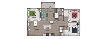 2 bed 1 bath floor plan at The Edison at Madison, Madison, 35757