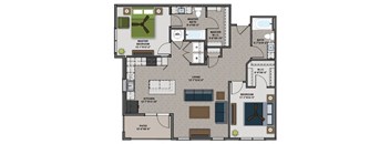 a floor plan of a house with a clock on the wall  at The Edison at Tiffany Springs, Kansas City