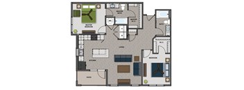 Morgan - 2 Bedroom 2 Bath 1,184 Sq. Ft. Floor Plan at The Edison at Blue Springs, Blue Springs, MO 64014