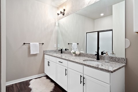 Large Granite Vanity with Double Undermount Sinks at Aventura at Wild Horse Creek, Chesterfield