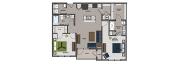 Tesla - 2 Bedroom 2 Bath 1,106 Sq. Ft. Floor Plan at The Edison at Blue Springs, Missouri