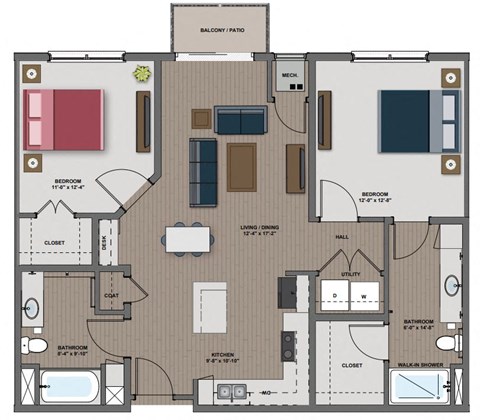 a floor plan of a residence with a bedroom and a living room at The Edison at Maple Grove, Minnesota, 55129