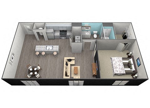 1 Bed 1 Bath Tower Grove Apartments - A1 Floorplan at Aventura at Forest Park, St.Louis, Missouri