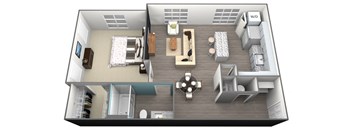 1 Bedroom 1 Bath - A2 Floorplan at Aventura at Forest Park, Missouri