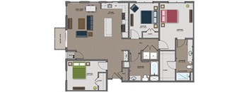 a floor plan of a house with bedrooms and a living room at The Edison at Maple Grove, Minnesota