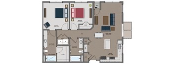 a floor plan of a house with bedrooms and a living room at The Edison at Maple Grove, Maple Grove, 55129