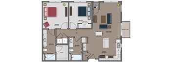 a floor plan of a house with bedrooms and a living room at The Edison at Maple Grove, Maple Grove, MN
