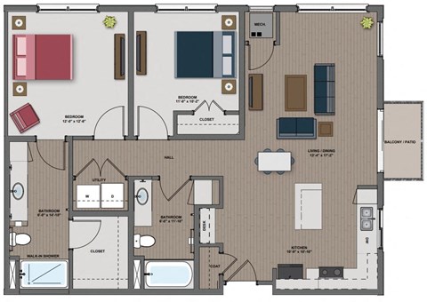 a floor plan of a house with bedrooms and a living room at The Edison at Maple Grove, Maple Grove, MN