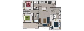 Wright - 3 Bedroom 2 Bath 1,224 Sq. Ft. Floor Plan at The Edison at Blue Springs, Blue Springs, MO