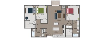 a floor plan of a house with bedrooms and a large living room at The Edison at Maple Grove, Maple Grove