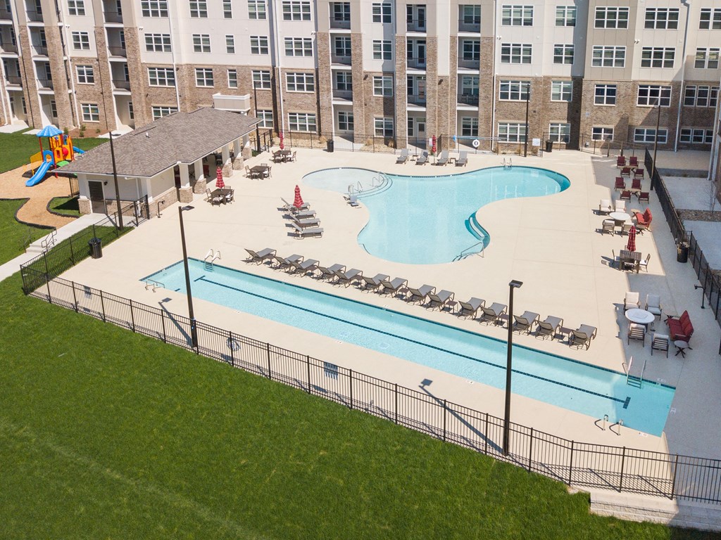 Aerial View Of Pool at The Edison at Riverwood, Hermitage