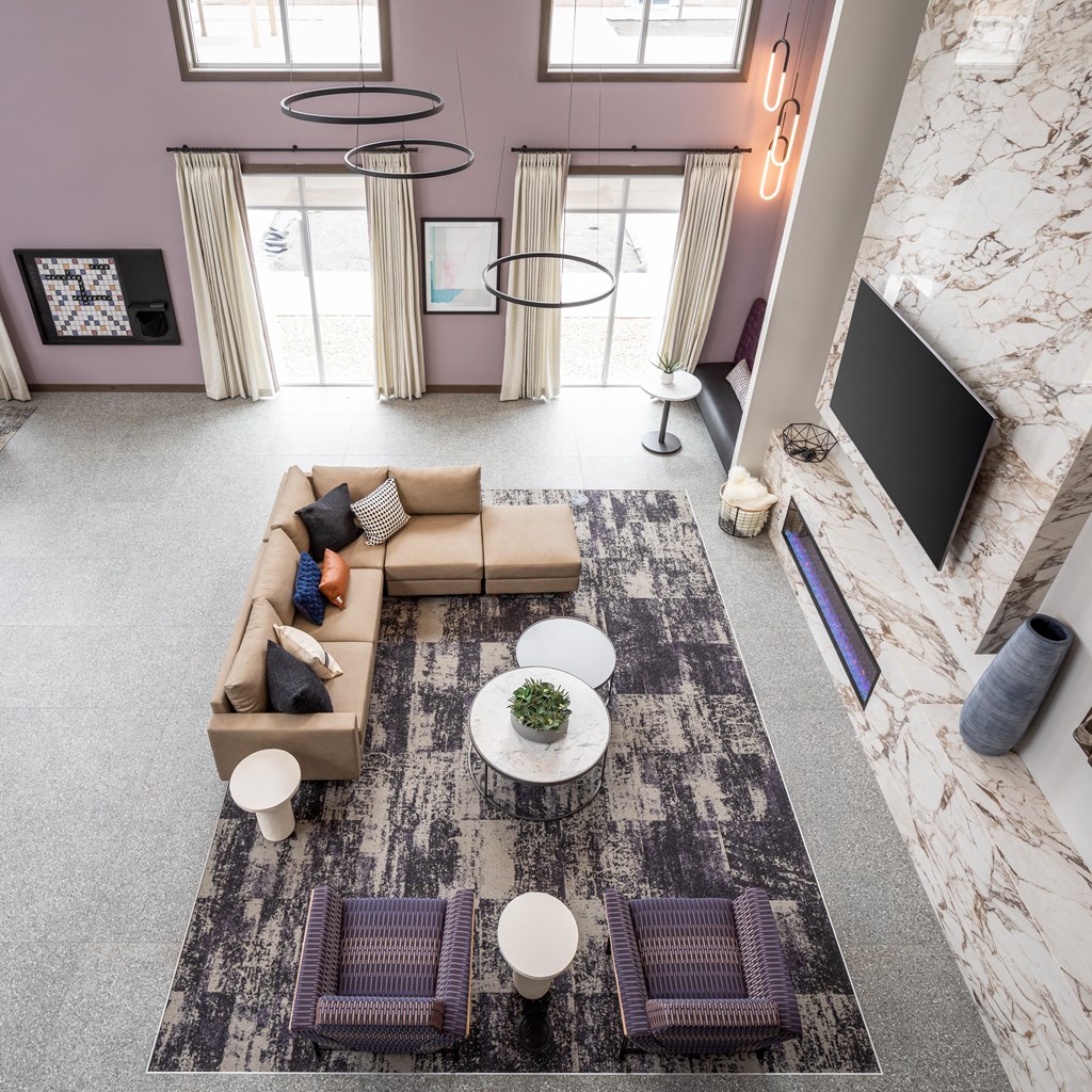 a view of the living room from above  at The Edison at Woodbury, Woodbury, MN