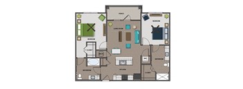 1 bed 1 bath floor plan D at The Edison at Madison, Madison, AL