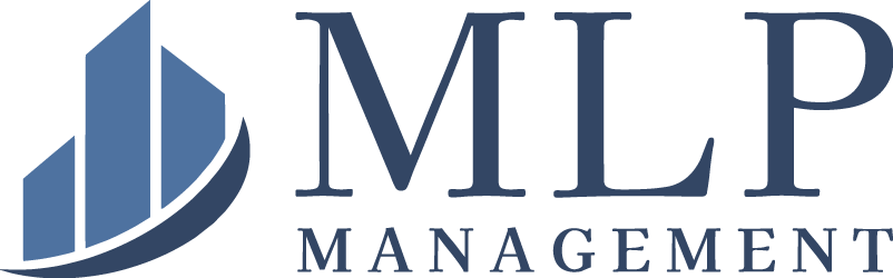 The image shows a logo with the letters "MLP" in a large, bold font, followed by the word "MANAGEMENT" in a smaller font size.