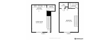 Pilgrim Way, Two Story, 1 Bed/1 Bath Floor Plan