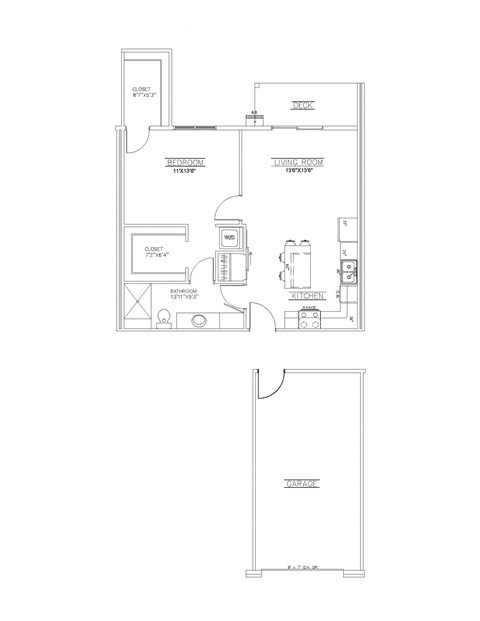1 Bed/ 1 Bath Floor Plan