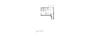 1 Bed/1 Bath, Upper Corner, Floorplan