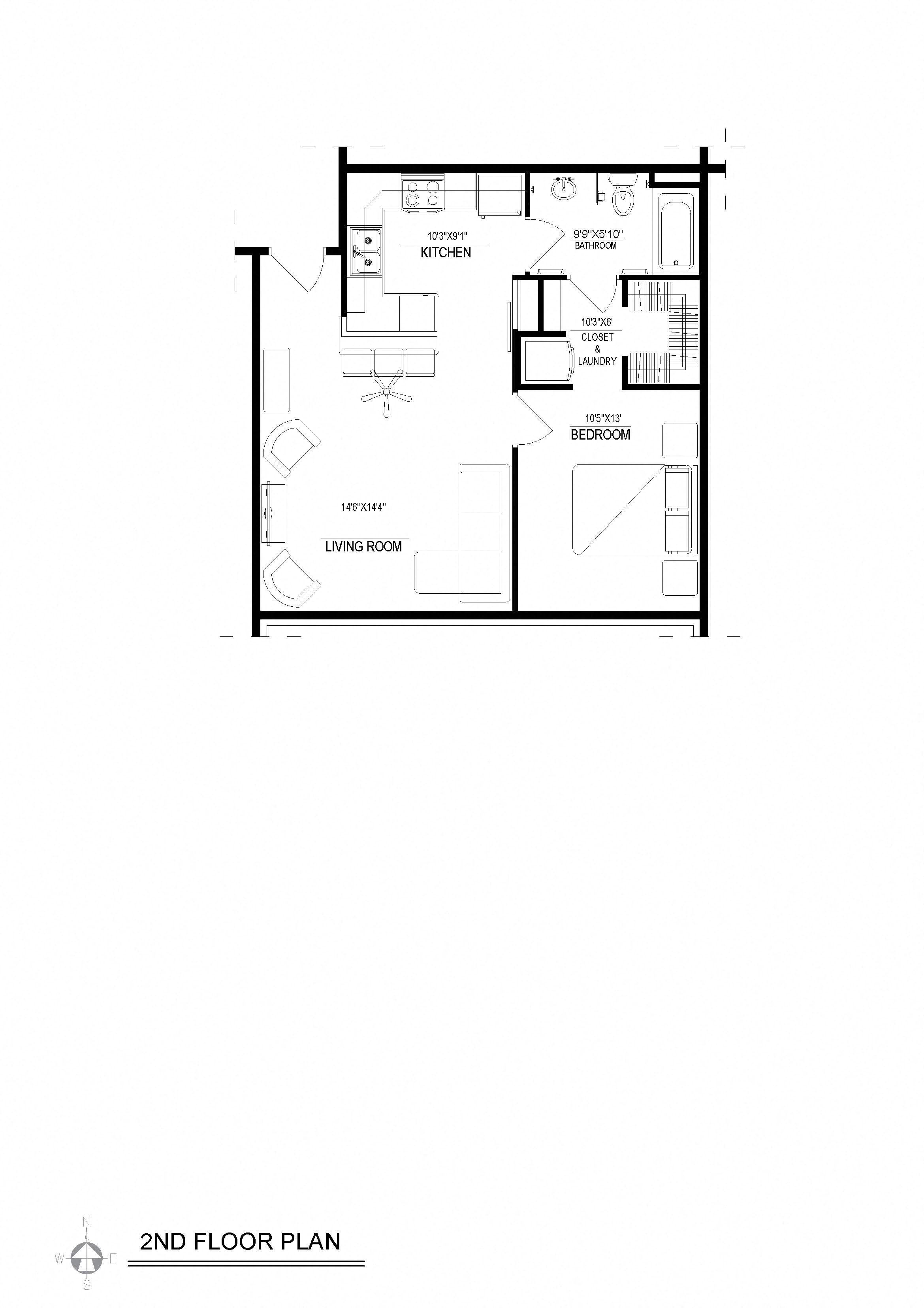 1 Bed/1 Bath, Detached Garage, Floor Plan1 Bed/1 Bath, Detached Garage Floor Plan
