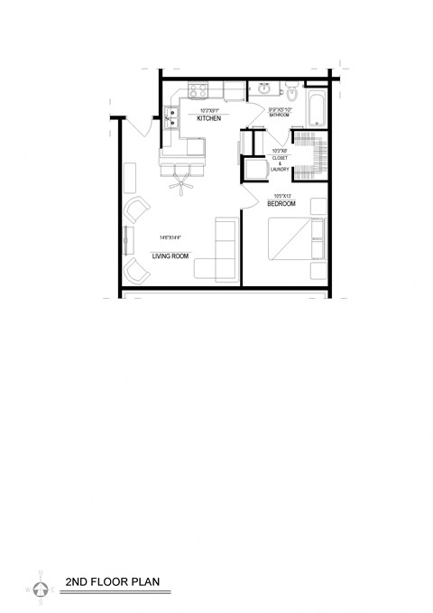 1 Bed/1 Bath, Detached Garage, Floor Plan1 Bed/1 Bath, Detached Garage Floor Plan