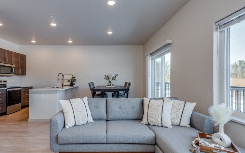 Open Concept 2 Bedroom Kitchen and Dining Area with Modern Design