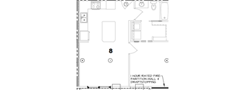 a floor plan of a home with a bedroom and a living room