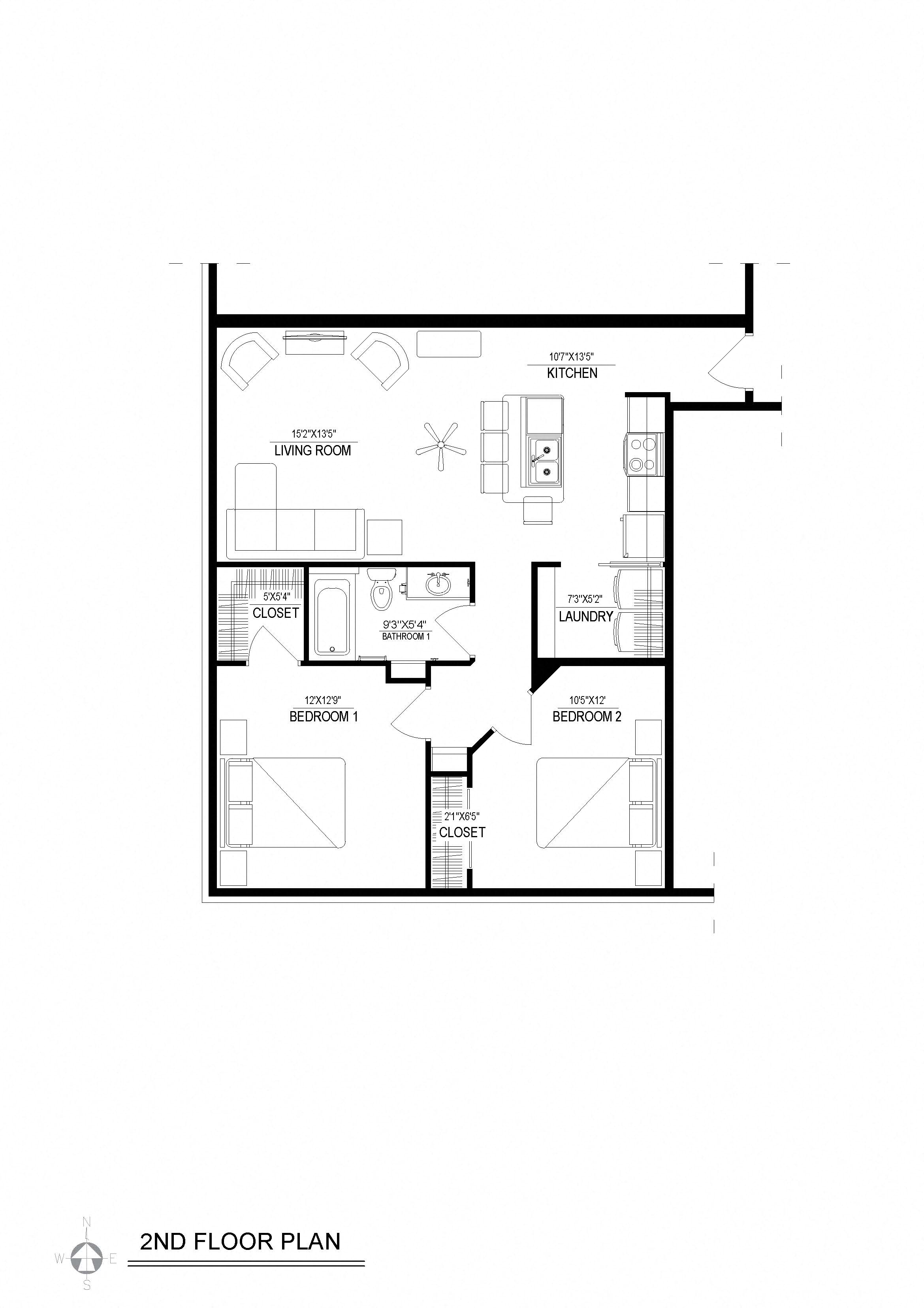 2 Bed/1 Bath, Detached Garage 2.1a