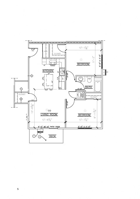 2 Bed/1 Bath Floor Plan