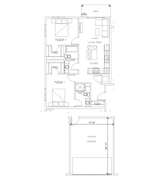 2 Bed/2 Bath Floor Plan