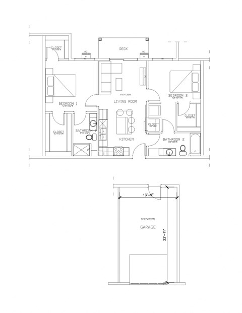 2 Bed/2 Bath Floor Plan