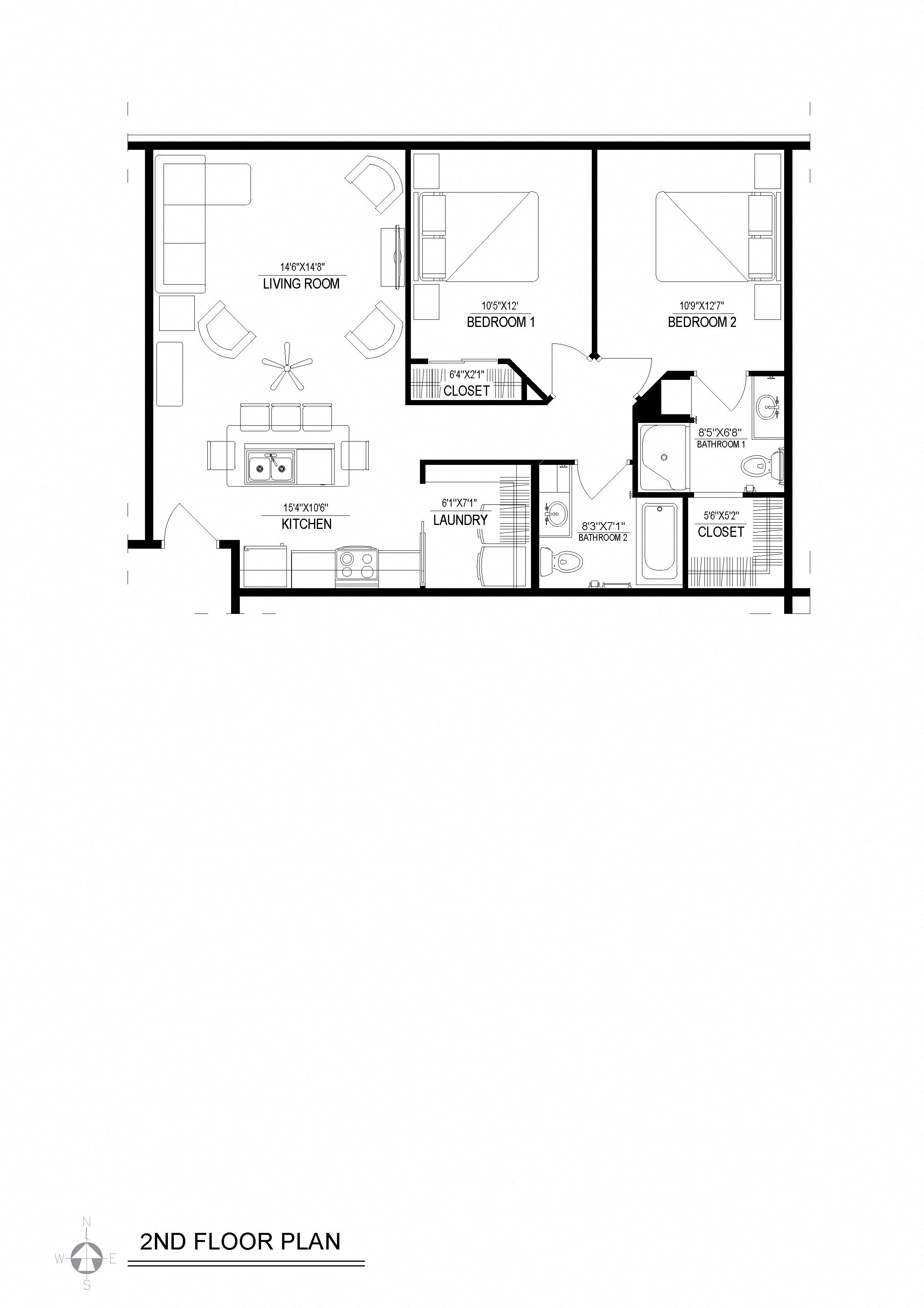 2 Bed/2 Bath, Detached Garage 2.2f Floor Plan