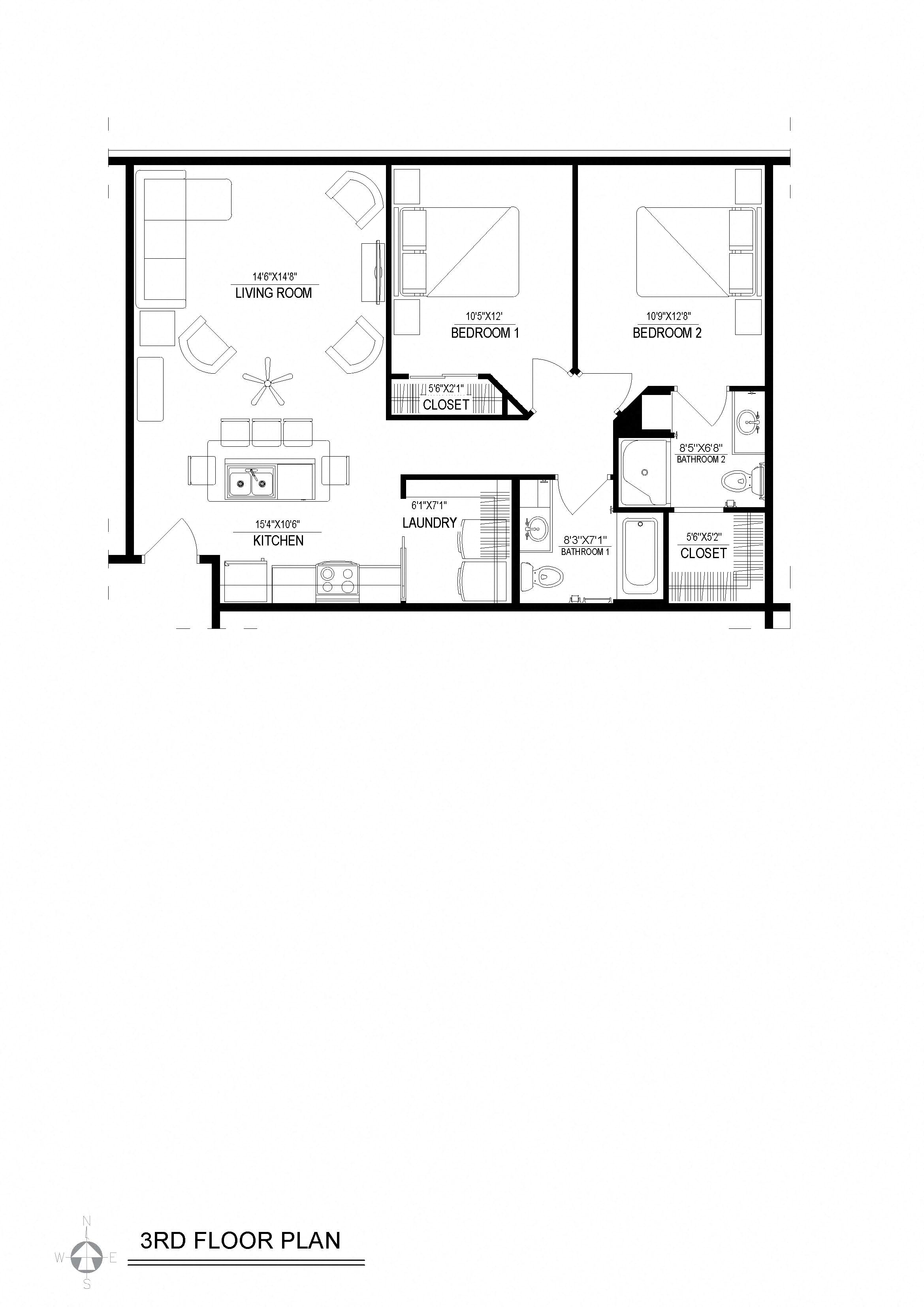 2 Bed/ 2 Bath, Detached Garage 2.2g Floor Plan