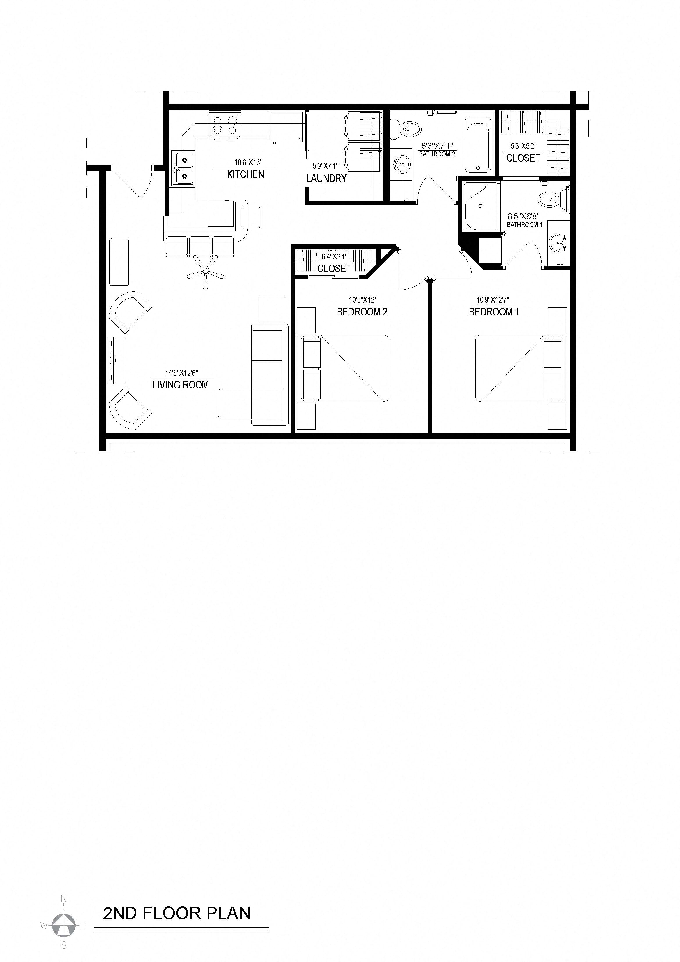 2 Bed/2 Bath Detached Garage, 2.2h Floor Plan