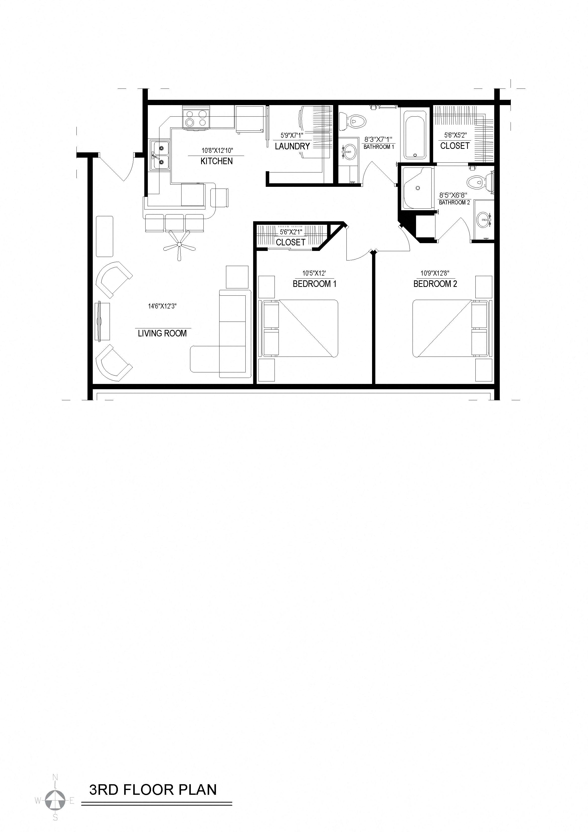 2 Bed/ 2 Bath, Detached Garage, Floor Plan