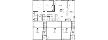 a floor plan of a house with bedrooms and baths and a garage