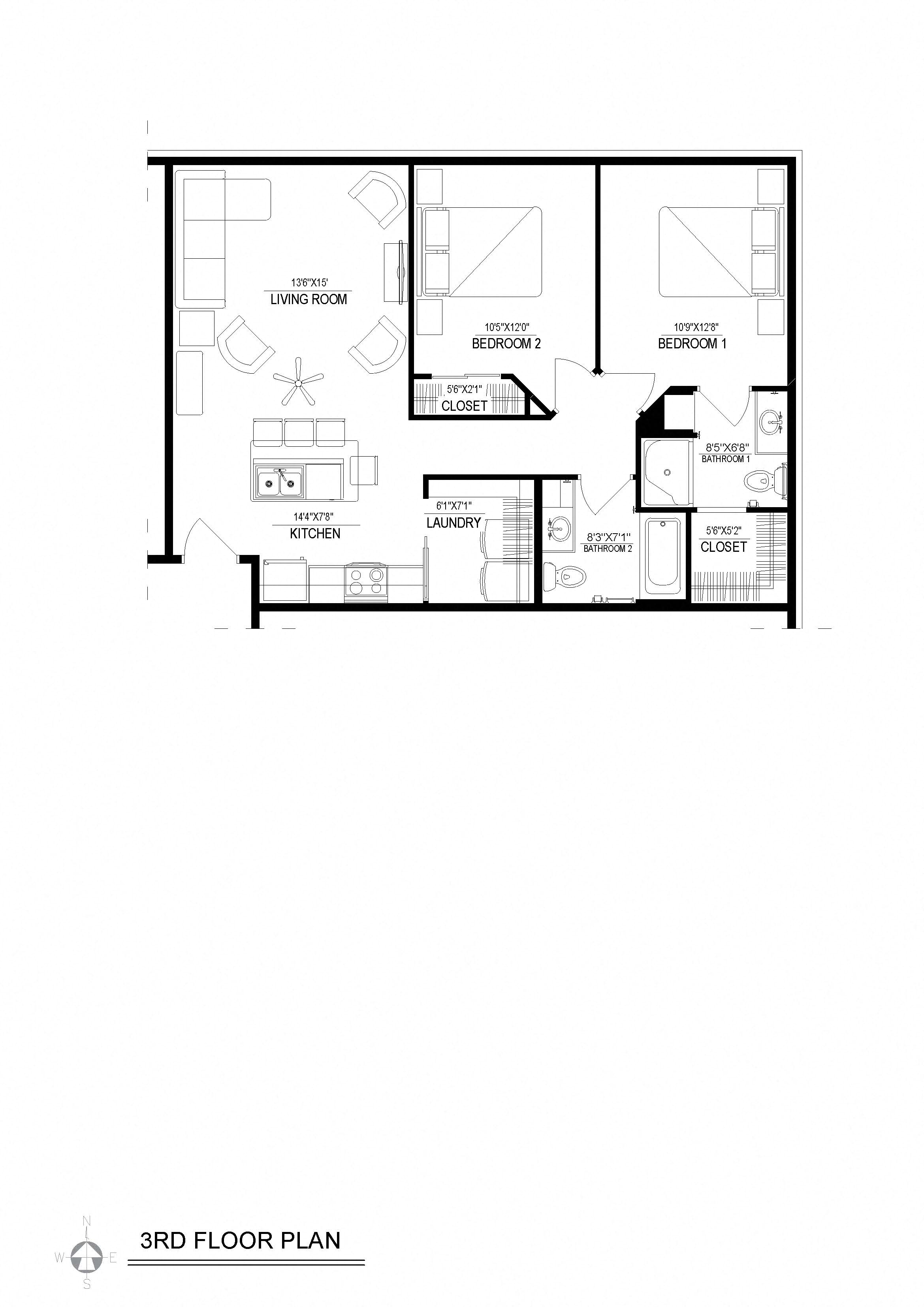 2 Bed/2 Bath Detached Garage Floor Plan